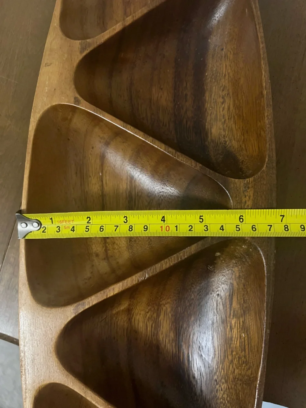 Vintage Monkey Pod Wood Divided Serving Tray Hand‎ Crafted Philippines 24 Inch